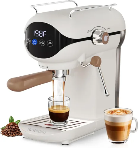 Vista 3 de Espresso Machine with Steam Milk Frother Semi Automatic 20 Bar Compact Black with Toggle Switch for home Cafetera Espresso, Latte, Cappuccino