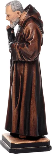 Vista 5 de Holyart Estatua de madera pintada de San Padre Pío de Pietralcina, 4.7 in