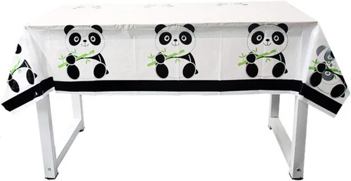 Vista 4 de Suministros para fiestas de pandas, 20 platos, 20 servilletas y 1 mantel
