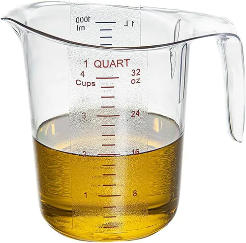 Vista 16 de Restaurantware-Chef 101 - Tarro medidor de 4 cuartos de galón, 1 vaso de medición duradero, unidades métricas e imperiales, boquilla en forma de V