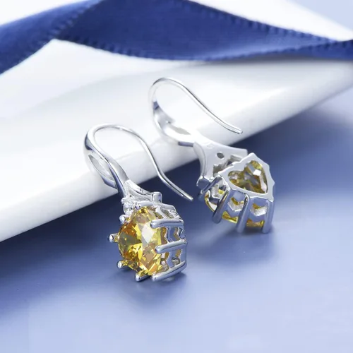 Vista 7 de Aretes de plata de ley 925 con piedra natal y corazón para mujer, regalo de cumpleaños para mujer