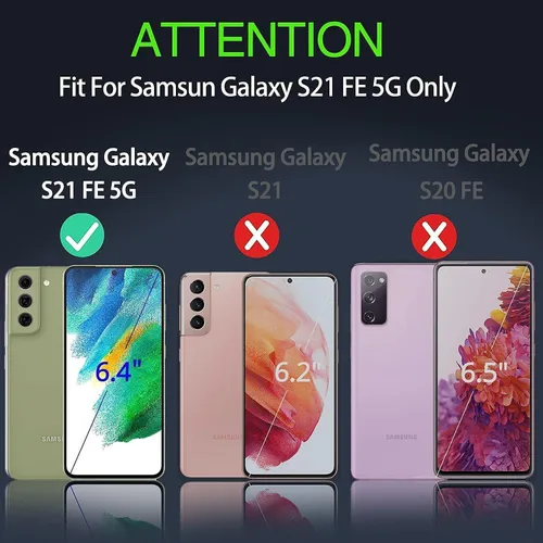 Vista 2 de Funda para Galaxy S21 FE 5G con película nano a prueba de explosiones, paquete de 2 fundas invisibles de grado militar, doble a prueba de golpes