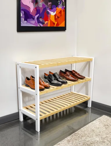 Vista 2 de RoyalHouse Zapatero de bambú, organizador de zapatos de 3 niveles, zapatero perfecto para sala de estar, armario, entrada, dormitorio
