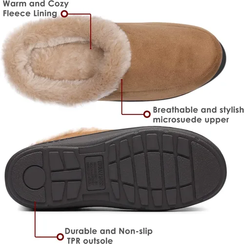 Vista 2 de DREAM PAIRS Pantuflas lavables de piel sintética para hombre, forro cálido y cómodo y suela antideslizante, zapatos de invierno para dormitorio