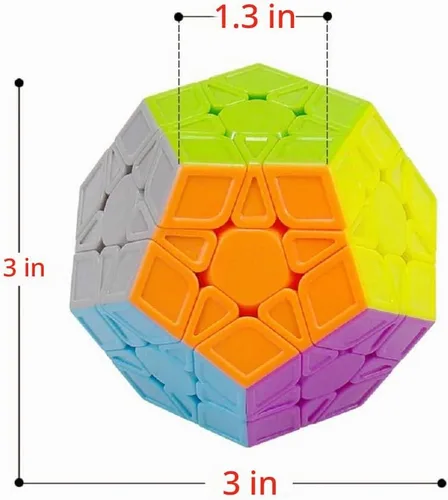 Vista 3 de Cubo de velocidad Megaminx, sin calcomanías, 3 x 3 x 3 pulgadas, cubo de velocidad pentagonal, rompecabezas de cubo mágico de dodecaedro