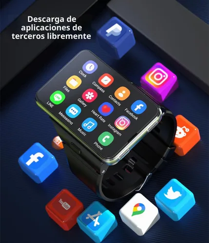 Vista 7 de Reloj inteligente Rainbuvvy para hombre, 4G, reloj inteligente para Android e iOS, pantalla táctil de 2.88 pulgadas, Android 11 OS, 64GB, rastreador