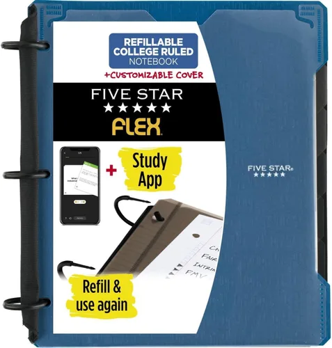 Vista 19 de Five Star Cuaderno recargable Flex + aplicación de estudio, carpeta de 1 pulgada con cubierta personalizable, cuaderno con rayas universitarias