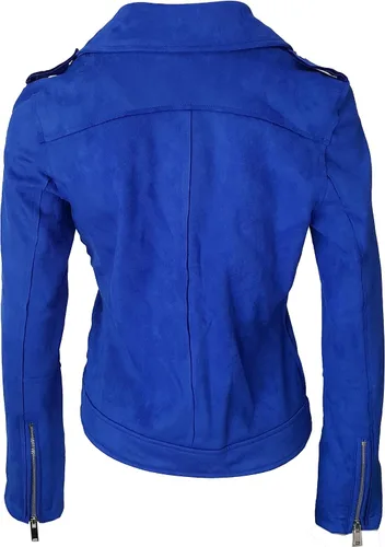 Vista 2 de ODCOCD Chaqueta de gamuza sintética para mujer, manga larga, con cremallera, ropa casual