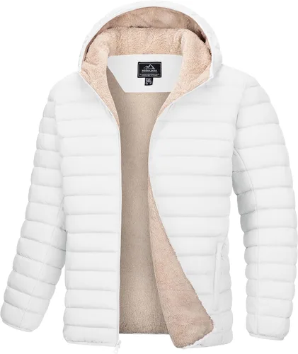 Vista 23 de MAGCOMSEN Chaqueta acolchada para hombre con capucha, forro de vellón, chaqueta térmica resistente al agua, chaqueta de plumón con cremallera