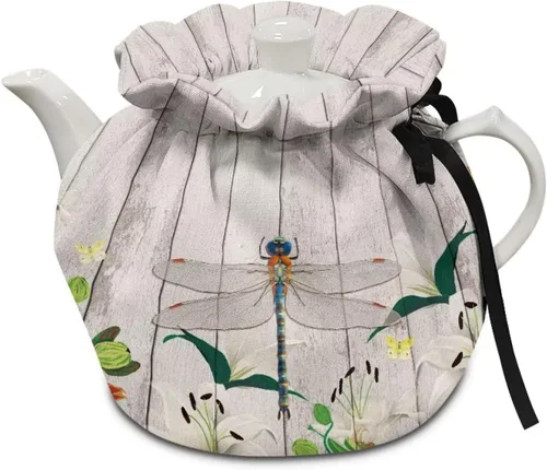 Vista 28 de DISNIMO Funda de tetera aislada a prueba de polvo con diseño floral de colibrí, para mantener el calor, accesorios decorativos, colcha