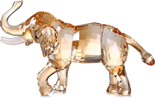Vista 8 de DOJOZ Colección de figuras de elefante de la suerte de cristal, estatua de animales, coleccionable, decoración para el hogar (azul)