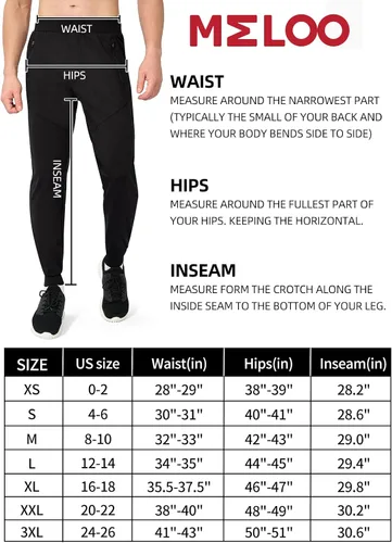 Vista 6 de MELOO Men's Fleece Lined Pants - Water Resistant Sweatpants Hiking Warm Joggers Winter Workout Pants Zipper Pockets