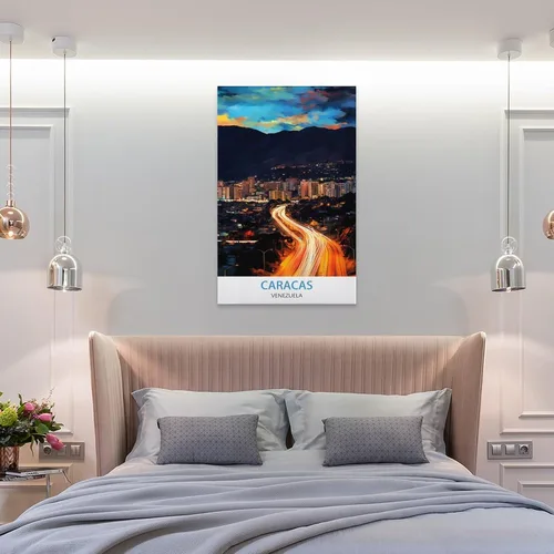 Vista 8 de Caracas Venezuela - Póster de viaje vintage de 08 x 12 pulgadas (7.9 x 11.8 in), pintura en lienzo, arte de pared, póster para sala de estar