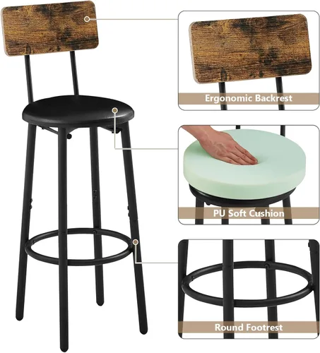 Vista 5 de Juego de mesa de comedor de 3 piezas para 2, mesa de bar moderna y sillas para cocina de espacio pequeño, juego de comedor rectangular de madera