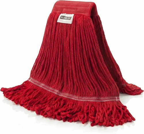 Vista 6 de Paquete de 1 cabezal de trapeador de algodón de 20.5 onzas, repuesto rojo resistente, lavable a máquina para limpieza de suelos industriales Negro 2