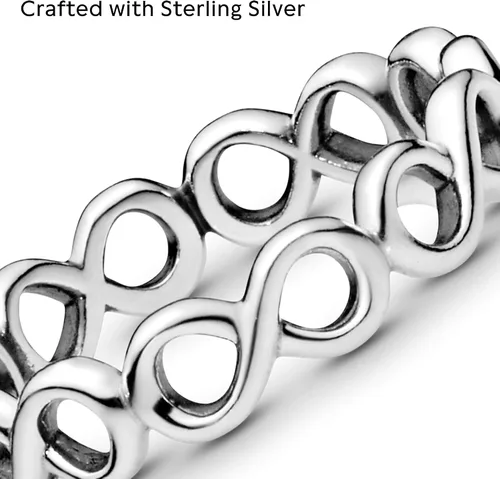 Vista 4 de Pandora Simple Infinity Band Anillo Anillo de plata de ley para mujer Anillo de capas o apilable Regalo para ella Plata de ley Talla 5, Metal