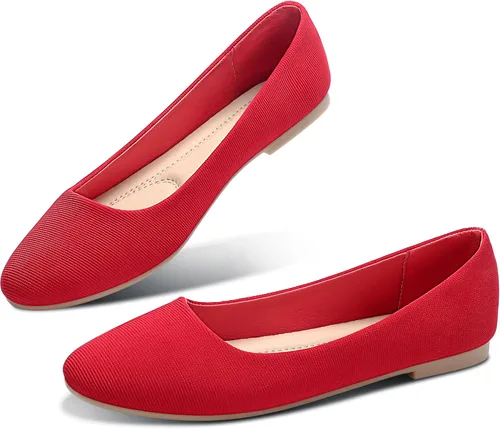 Vista 9 de Obtaom Zapatos planos de puntera redonda para mujer, zapatos de ballet negros para niñas