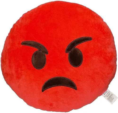 Vista 10 de Emoji Cara de Alienígena Cojín de Emoticón Relleno de Felpa Suave Almohada, Certificado Oficial, EvZ 31cm Gris