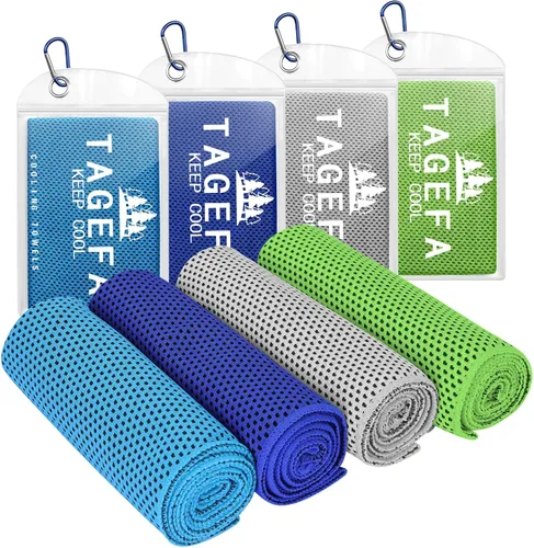 Vista 8 de Paquete de 4 toallas refrescantes de 40 x 12 pulgadas con bolsa de transporte, toallas deportivas frías, suaves y transpirables, toalla