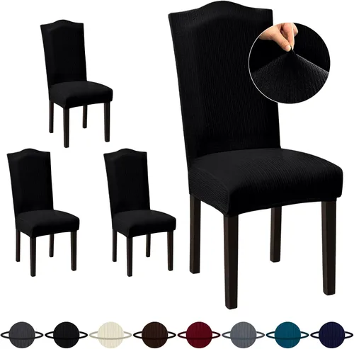 Vista 74 de Sufdari Juego de 4 fundas para sillas de comedor, color beige, antideslizantes, de elastano, elásticas, para comedor, hotel (Grande)
