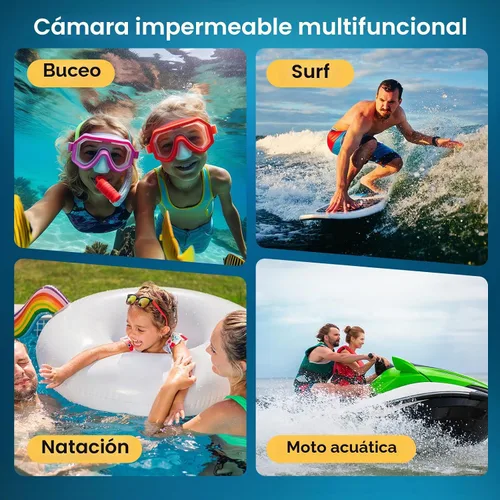 Vista 7 de Cámara subacuática 4K, cámara digital impermeable de 64 MP y 16 pies con tarjeta de 16 GB, cámara impermeable flotante