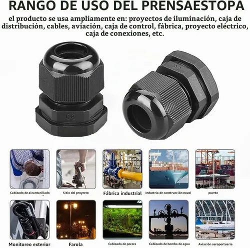 Vista 3 de Prensaestopas PENGLIN - Conector de cable de nailon NPT de 1-1/2 pulgadas, conector de cable de alivio de tensión, tuerca de bloqueo ajustable