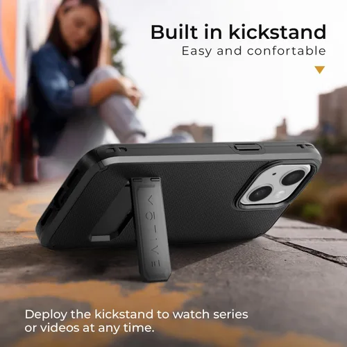 Vista 8 de MOTIVE Funda para iPhone 15 con clip para cinturón, magnética compatible con MagSafe, combo de funda de carcasa a prueba de golpes, funda para Negro