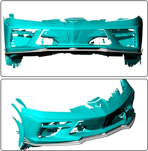 Vista 2 de AMNOOL Borde de parachoques delantero de fibra de carbono para Chevrolet Corvette Stingray C8 2 puertas 2020-2021 Protector divisor de alerón
