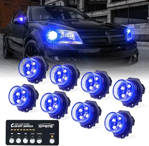 Vista 13 de Xprite Kit de luces estroboscópicas LED ámbar ocultas, 20 patrones intermitentes con panel de control, faros, luces traseras, luces antiniebla