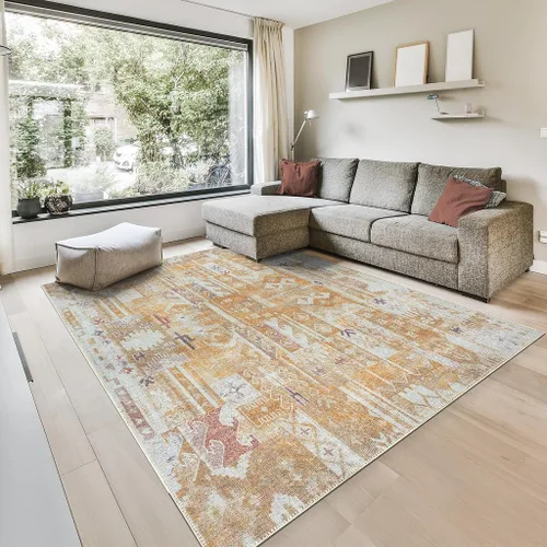 Vista 32 de GLN Rugs Traditional Collection - Alfombra de felpilla lavable a máquina, tradicional lavable, antideslizante, alfombra de felpilla de pelo corto