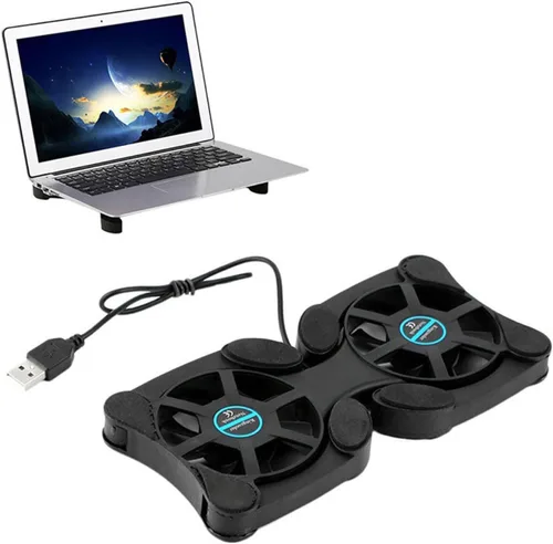 Vista 5 de Base de refrigeración para laptop, plegable, almohadilla de refrigeración ergonómica ventilada con ventiladores, se adapta a la base de enfriamiento
