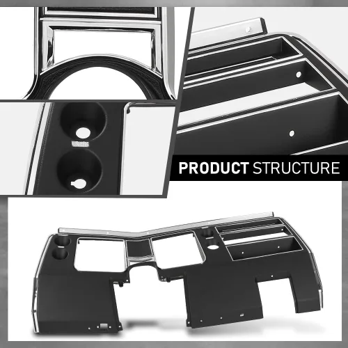 Vista 8 de GRAND ORANGE Cubierta de bisel del panel de instrumentos del tablero Compatible con Chevy Chevelle El Camino 1968 Sin aire Negro