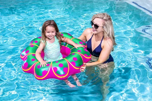 Vista 4 de Poolmaster Flotador para bebé con diseño de flores, color rosa