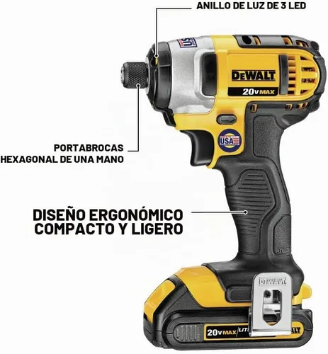 Vista 3 de DeWalt DCF885C1 - Kit de atornillador de impacto 20V máx, 1/4 pulgadas