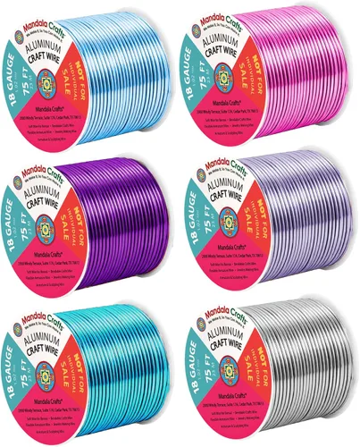 Vista 287 de Mandala Crafts - Alambre de aluminio anodizado de calibre 22 para hacer joyas - 137.2 m de alambre flexible surtido y coloreado - Doble para bonsái
