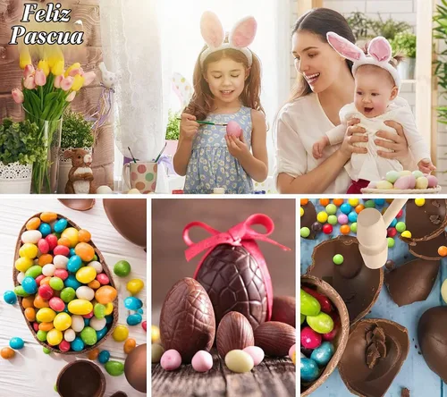 Vista 7 de Webake Moldes de silicona para chocolate, molde grande 3D rompible para huevos de Pascua con 1 martillo para huevos de Pascua
