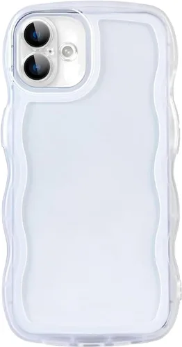 Vista 35 de Funda transparente compatible con iPhone 7 Plus/8 Plus, lindo marco ondulado de color sólido, transparente, de silicona suave, antiarañazos, a