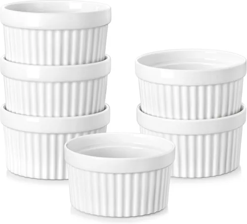 Vista 19 de MALACASA Ramequines de 119 ml aptos para horno, pequeños platos de soufflé cerámicos para crema brulée y soufflé, tazas de natillas de barro Azul