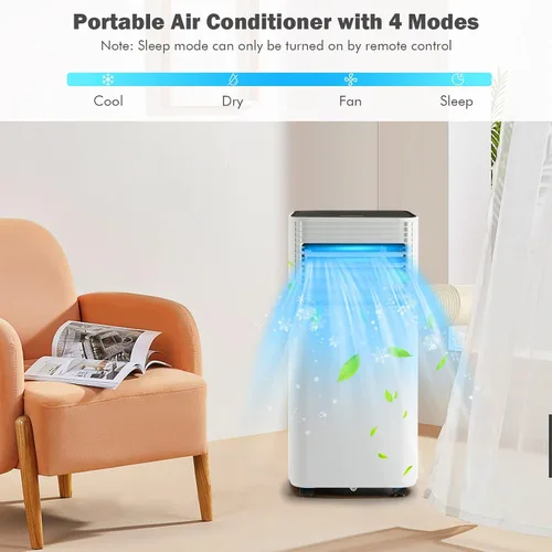 Vista 4 de PETSITE Aire acondicionado portátil, unidad de enfriamiento de CA de 8000 BTU para habitación, unidad de CA 3 en 1 con enfriador de aire, ventilador