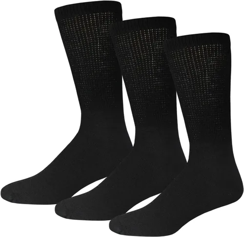 Vista 20 de 6 pares de calcetines tipo crew de algodón para diabéticos sin compresión para neuropatía