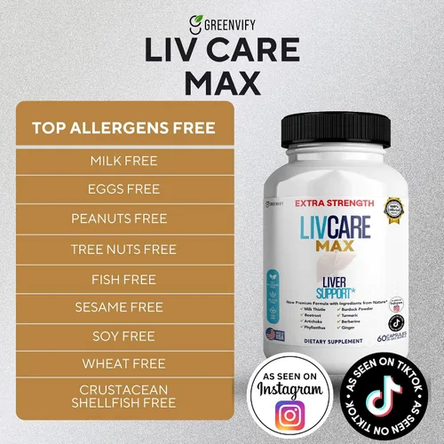 Vista 4 de Livcare Max Suplemento de apoyo hepático, extra fuerte, 60 cápsulas vegetales, suministro para 30 días con cardo mariano, remolacha, alcachofa (1)