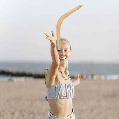 Vista 7 de Gatuida Boomerang para niños y adultos: lanzar boomerangs en forma de V, hecho a mano, artesanía, juguete de madera, captura rápida para mujeres