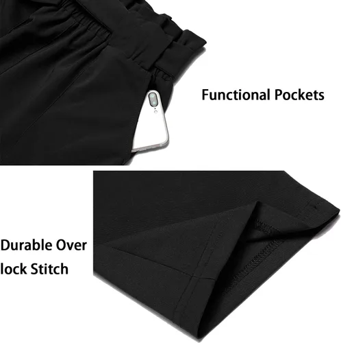 Vista 6 de Freeprance Pantalones de mujer Pantalones casuales Bolsa de papel Pantalones Cintura elástica Bolsillos delgados