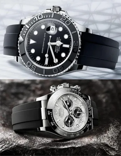 Vista 6 de CWYTTZQ Rubber Watch Band For Rolex Submariner Ghost Daytona Yachtmaster Rolex Rubber Strap 20mm Replacement and Omega Silicone Strap Wristband