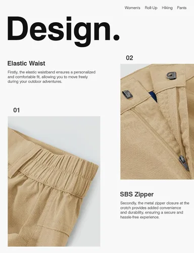 Vista 5 de TBMPOY Pantalones de senderismo para mujer, convertibles, enrollables, capri, de secado rápido, ligeros, con bolsillos de carga al aire libre