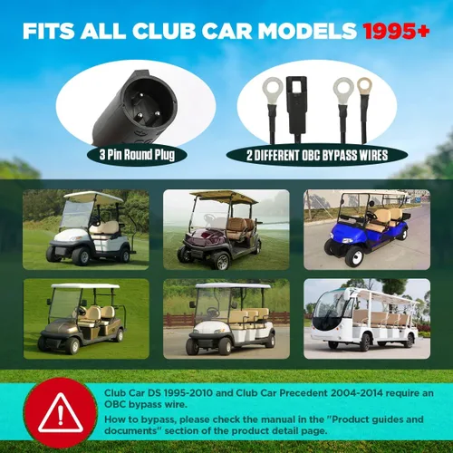 Vista 3 de CMTOOL - Cargador de batería de carrito de golf de 48 V 18 A para Club Car, cargador automático inteligente de 1250 W, enchufe redondo de 3 pines