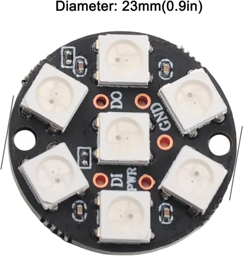 Vista 2 de Anillos LED RGB de 7 bits 7 X WS2812B 5050 Luz de lámpara con controladores integrados direccionables individualmente para Arduino Raspberry Pi