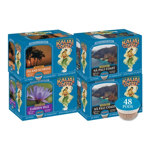 Vista 40 de Kauai Coffee Cápsulas K-Cup para cafeteras Keurig, café arábica, 10% hawaiano, tostado medio, aroma brillante con notas florales, descafeinado, 1