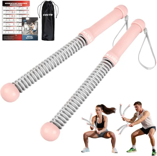 Vista 10 de Cordless Battle Rope for Home Gym, Heavy Duty Portable with Poster Negro
