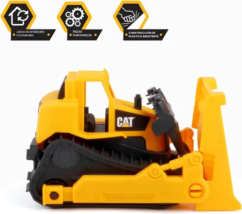 Vista 2 de Cat Construction Fleet - Bulldozer Toy de 10 pulgadas, plástico resistente, hoja de trabajo y ruedas libres, vehículo de caja de arena